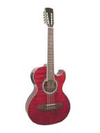 The SofiaMari Elite BQQ-TR-PU Bajo Quinto features a Natural Quilted Maple Top, Mahogany Back and Sides, Rosewood Fingerboard and Bridge, Traditional Multi Wood Binding, Abalone Trim, Tusq Nut and Saddle, Active Pickup