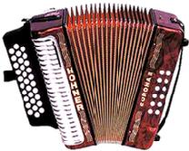 This affordable accordion has set the standard for generations of Conjunto and Tejano musicians.  The 3500 Corona II has a celluloid red-pearl finish and double strap brackets.